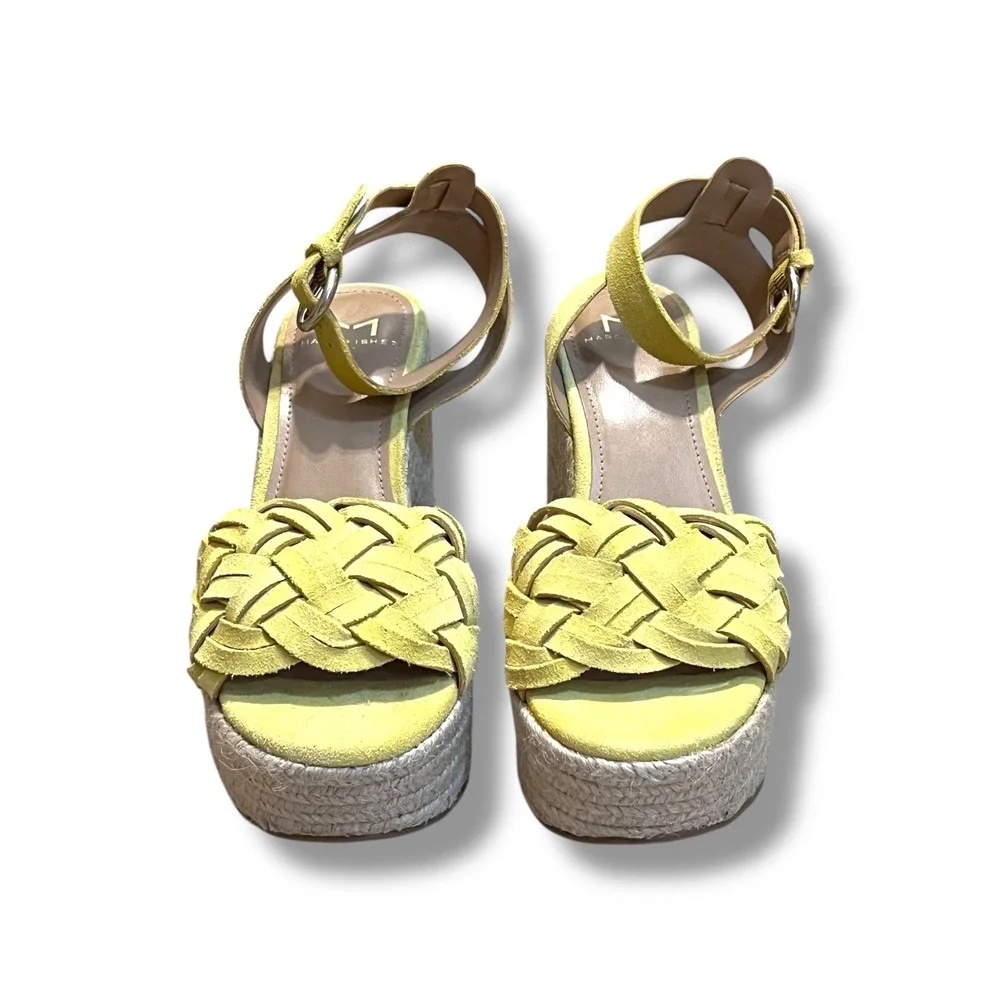 Marc Fisher Odilia Platform‎ Espadrille Sandals Yellow Suede Boho Festival 6M